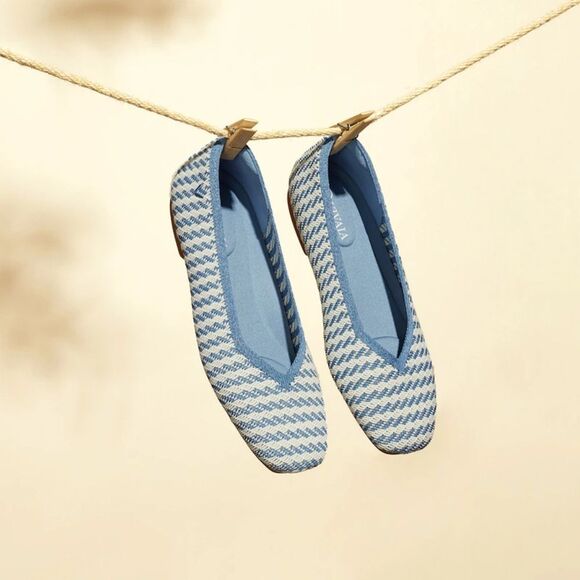 Vivaiva Margo 2.0 Square Toe V-Cut Flats Denim Stripe Size EU42 NWT - Picture 10 of 11